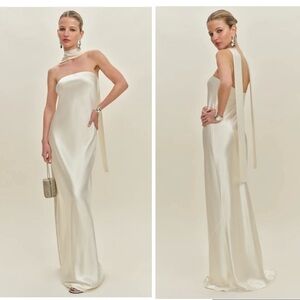 Reformation Oren Silk Dress in Ivory Bridal Silk Size Medium